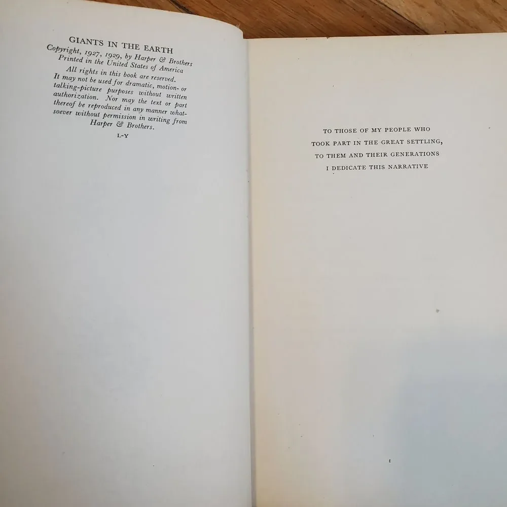 Giants in the‎ Earth by O.E. Rolvaag hardcover book Harpers Modern Classics 1929
